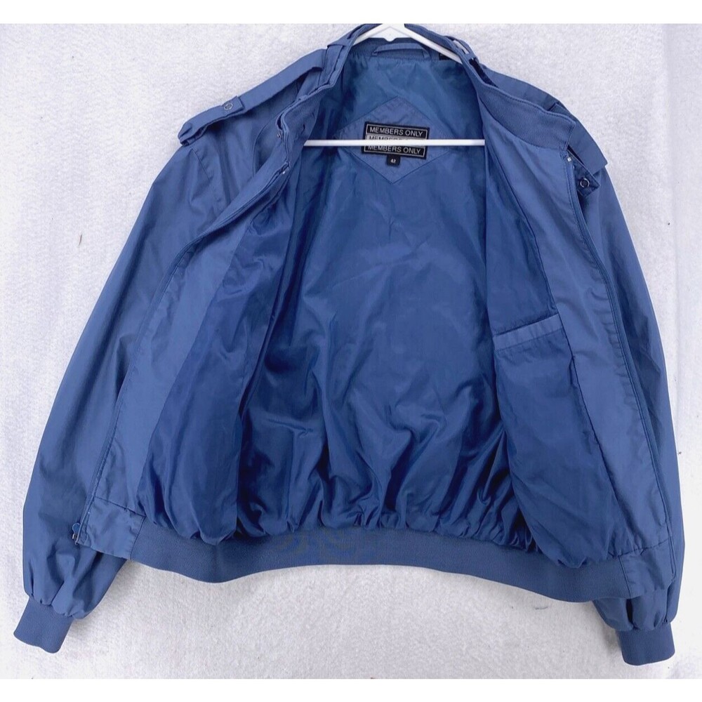 Members Only Jacket Mens 42 Large 4 Blue Bomber Full Zip Outdoors Vintage - Picture 7 of 11